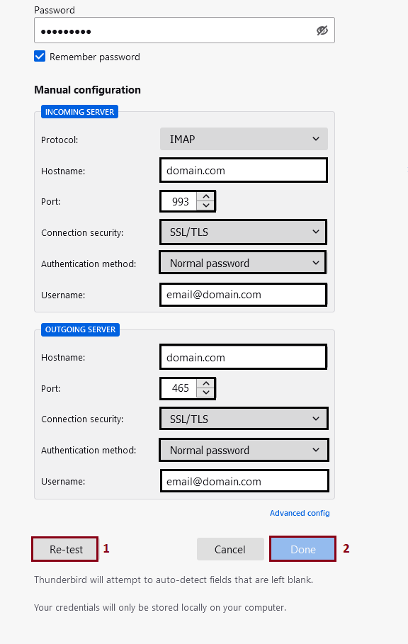 Thunderbird Screenshot Email Settings Manual Configuration
